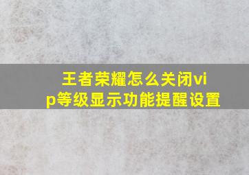 王者荣耀怎么关闭vip等级显示功能提醒设置