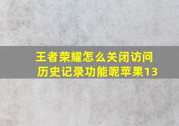 王者荣耀怎么关闭访问历史记录功能呢苹果13