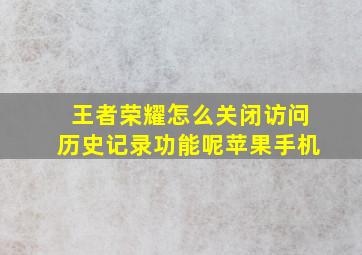 王者荣耀怎么关闭访问历史记录功能呢苹果手机