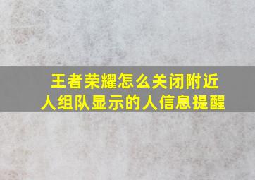 王者荣耀怎么关闭附近人组队显示的人信息提醒