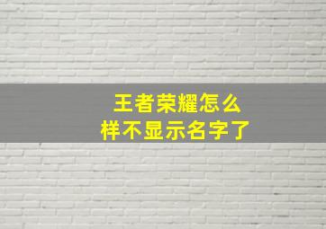 王者荣耀怎么样不显示名字了