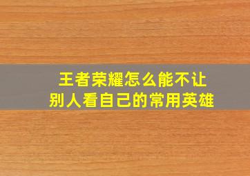 王者荣耀怎么能不让别人看自己的常用英雄