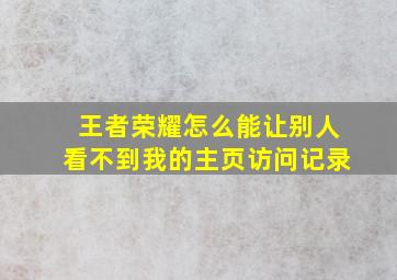 王者荣耀怎么能让别人看不到我的主页访问记录