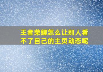 王者荣耀怎么让别人看不了自己的主页动态呢