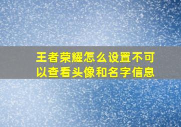 王者荣耀怎么设置不可以查看头像和名字信息