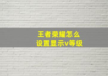 王者荣耀怎么设置显示v等级