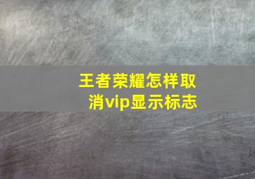 王者荣耀怎样取消vip显示标志