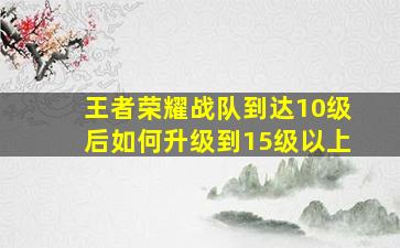 王者荣耀战队到达10级后如何升级到15级以上