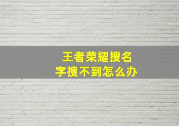 王者荣耀搜名字搜不到怎么办