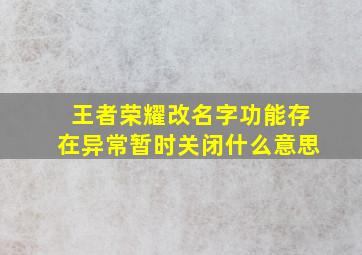 王者荣耀改名字功能存在异常暂时关闭什么意思