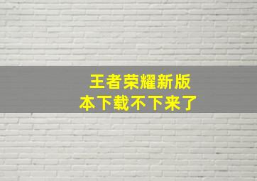 王者荣耀新版本下载不下来了