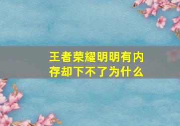 王者荣耀明明有内存却下不了为什么