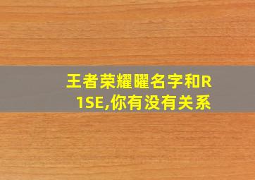 王者荣耀曜名字和R1SE,你有没有关系