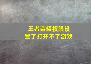 王者荣耀权限设置了打开不了游戏