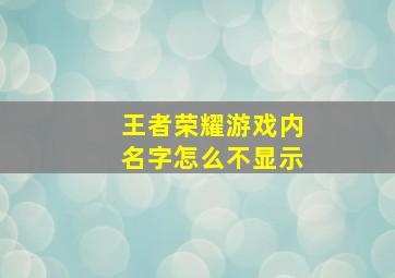 王者荣耀游戏内名字怎么不显示