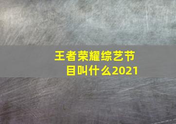 王者荣耀综艺节目叫什么2021