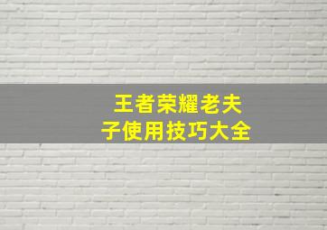 王者荣耀老夫子使用技巧大全