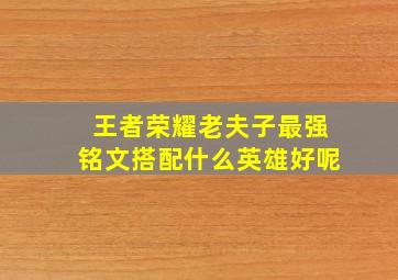 王者荣耀老夫子最强铭文搭配什么英雄好呢