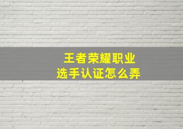 王者荣耀职业选手认证怎么弄