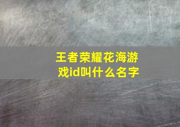 王者荣耀花海游戏id叫什么名字