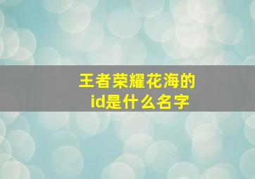 王者荣耀花海的id是什么名字