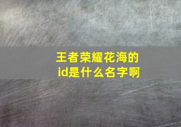 王者荣耀花海的id是什么名字啊