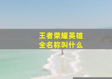 王者荣耀英雄全名称叫什么