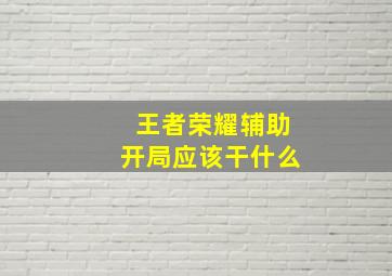 王者荣耀辅助开局应该干什么