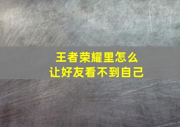 王者荣耀里怎么让好友看不到自己