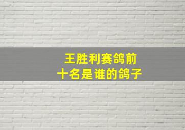 王胜利赛鸽前十名是谁的鸽子