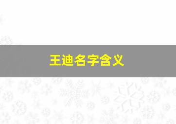 王迪名字含义