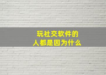 玩社交软件的人都是因为什么