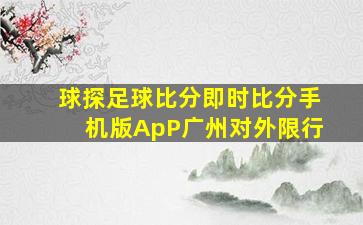 球探足球比分即时比分手机版ApP广州对外限行