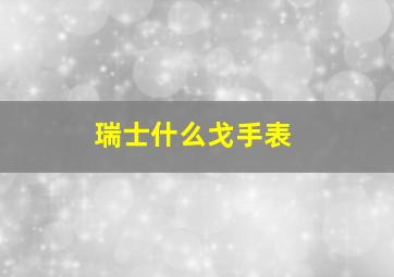 瑞士什么戈手表