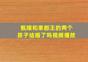 甄嬛和果郡王的两个孩子结婚了吗视频播放