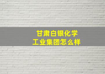 甘肃白银化学工业集团怎么样