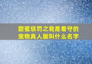 甜蜜惩罚之我是看守的宠物真人版叫什么名字