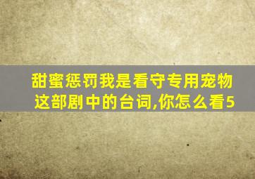 甜蜜惩罚我是看守专用宠物这部剧中的台词,你怎么看5