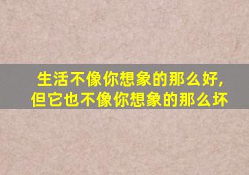 生活不像你想象的那么好,但它也不像你想象的那么坏