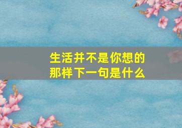 生活并不是你想的那样下一句是什么