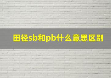 田径sb和pb什么意思区别