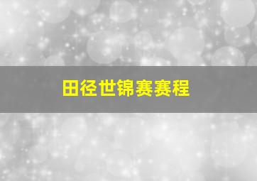 田径世锦赛赛程