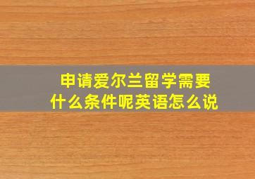 申请爱尔兰留学需要什么条件呢英语怎么说