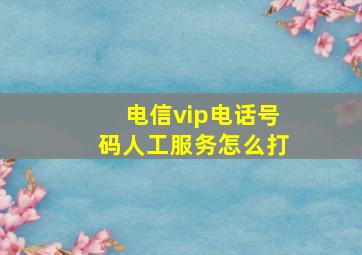 电信vip电话号码人工服务怎么打