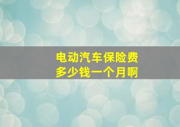 电动汽车保险费多少钱一个月啊