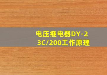 电压继电器DY-23C/200工作原理