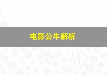 电影公牛解析