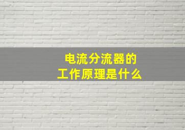 电流分流器的工作原理是什么