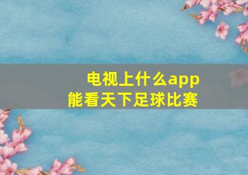 电视上什么app能看天下足球比赛