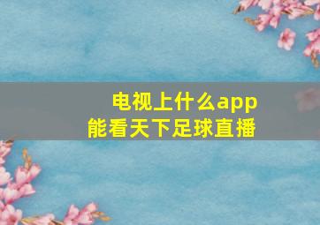 电视上什么app能看天下足球直播